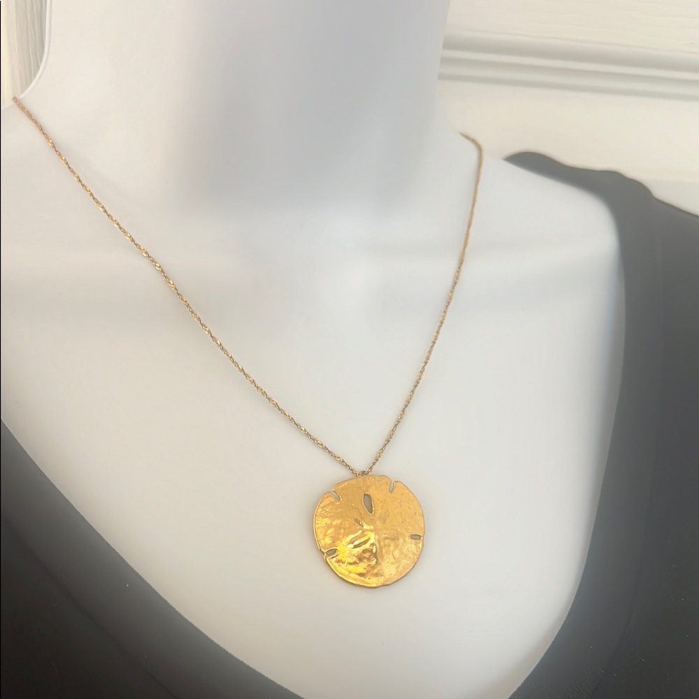 Vintage SAND DOLLAR Pendant Only, For Necklace, Yellow Gold Tone, 1” Vintage